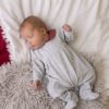 Clothing Pex Sleepsuits | Grey Velour And Tartan Collar Sleepsuit