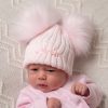 Clothing Millie & Ralph Hats | Personalised Name Pink Double Pom Hat