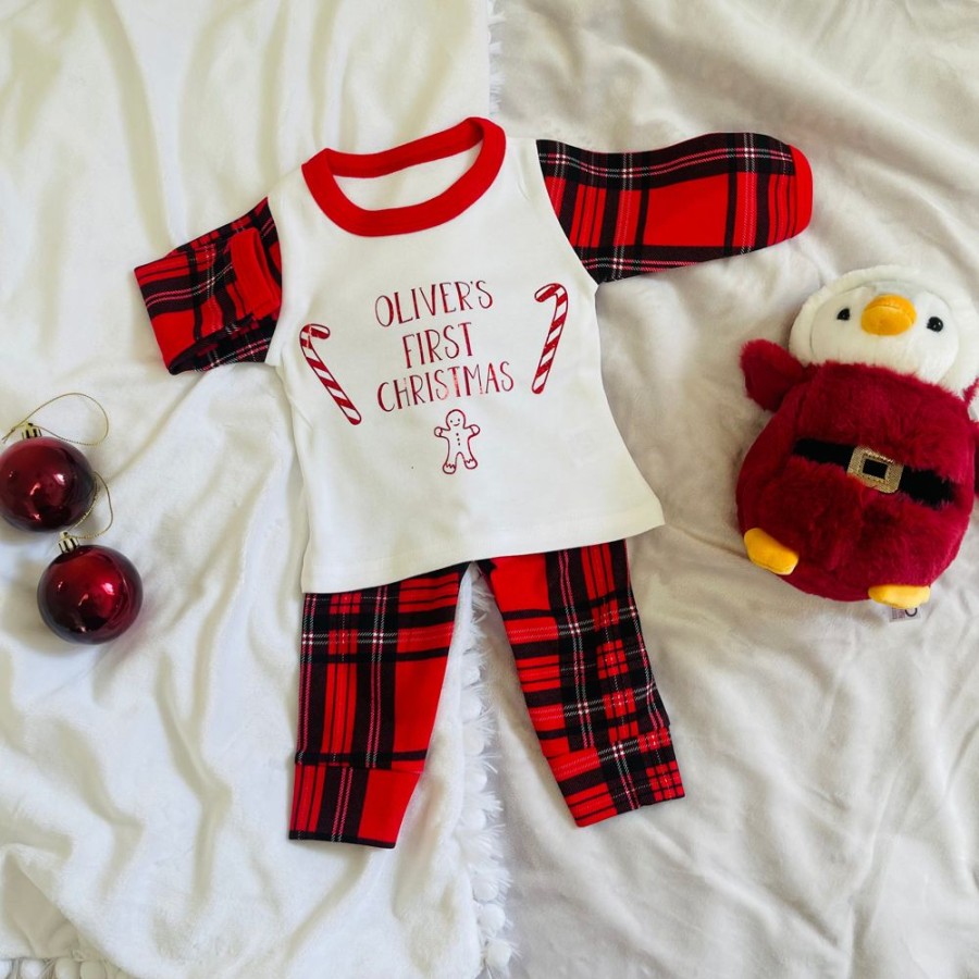 Personalised Millie & Ralph | Personalised Tartan 'First Christmas' Pj'S Lounge Set