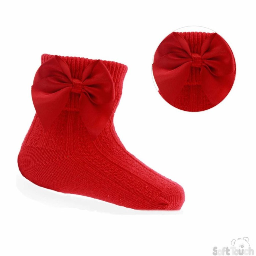 Clothing Millie & Ralph Socks & Tights | Red Bow Ankle Socks