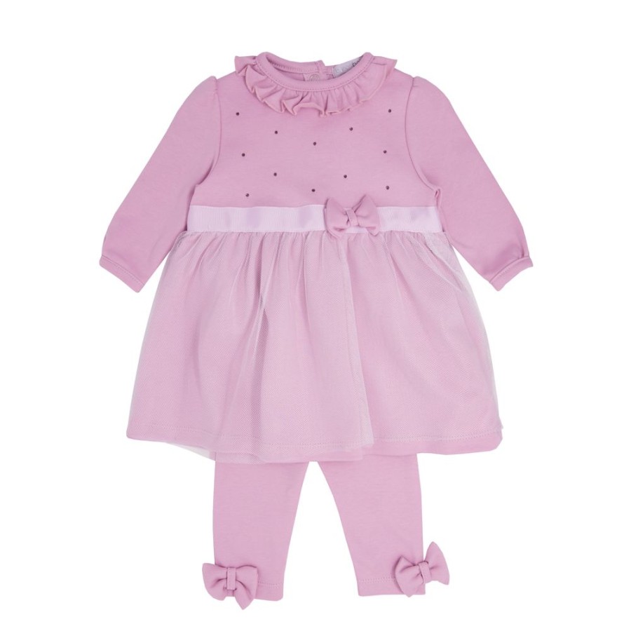 Clothing Blues Baby Dresses | Dusty Pink Diamante Dress & Leggings