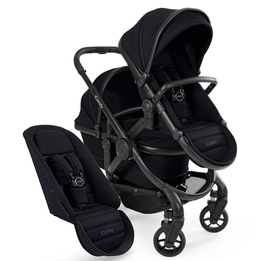 Prams & Pushchairs iCandy | Icandy Peach 7 Double Pushchair Bundle - Black Edition