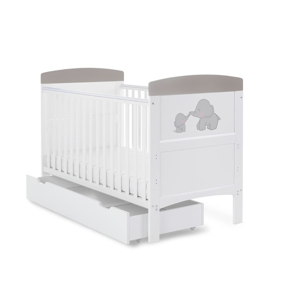 Nursery & Home Obaby Cots & Cotbeds | Obaby Grace Inspire Cot Bed Me & Mini Me Elephants Grey | Obaby Grace | Millie & Ralph