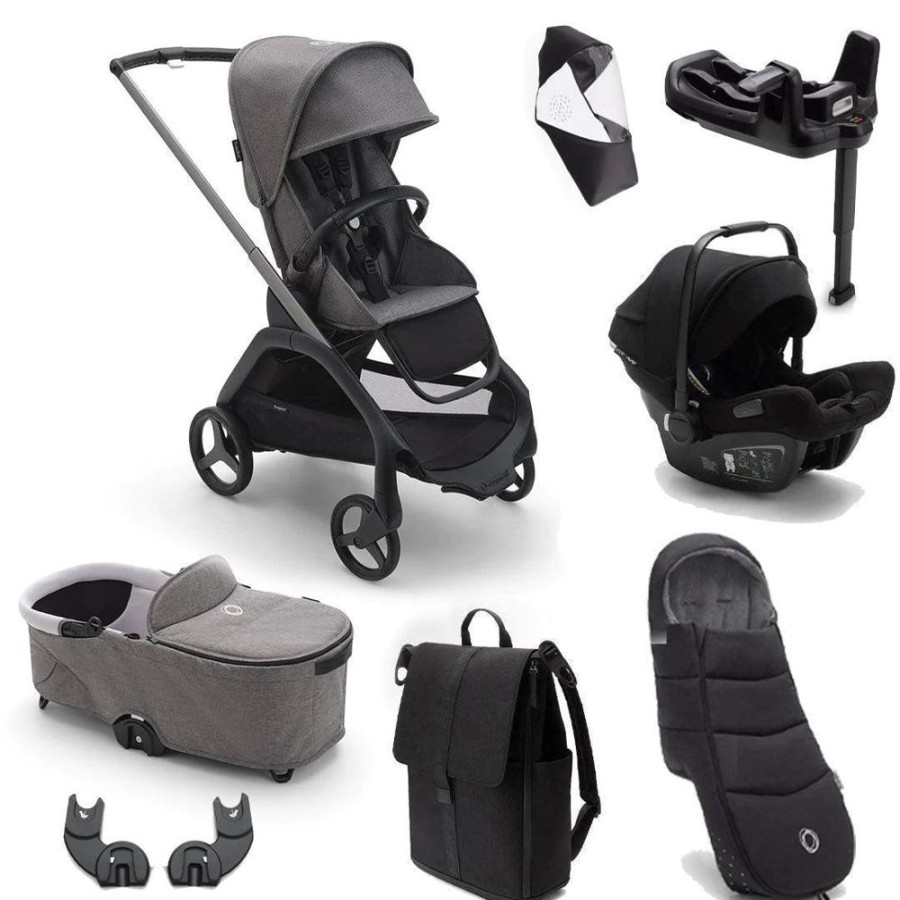 Prams & Pushchairs Bugaboo | Bugaboo Dragonfly Ultimate Travel System Bundle With Turtle Air - Grey