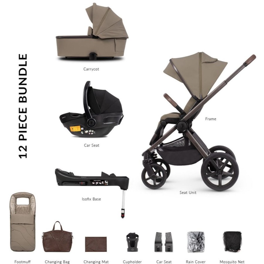 Prams & Pushchairs Venicci | Venicci Upline Se 3-In-1 Travel System Bundle - Powder