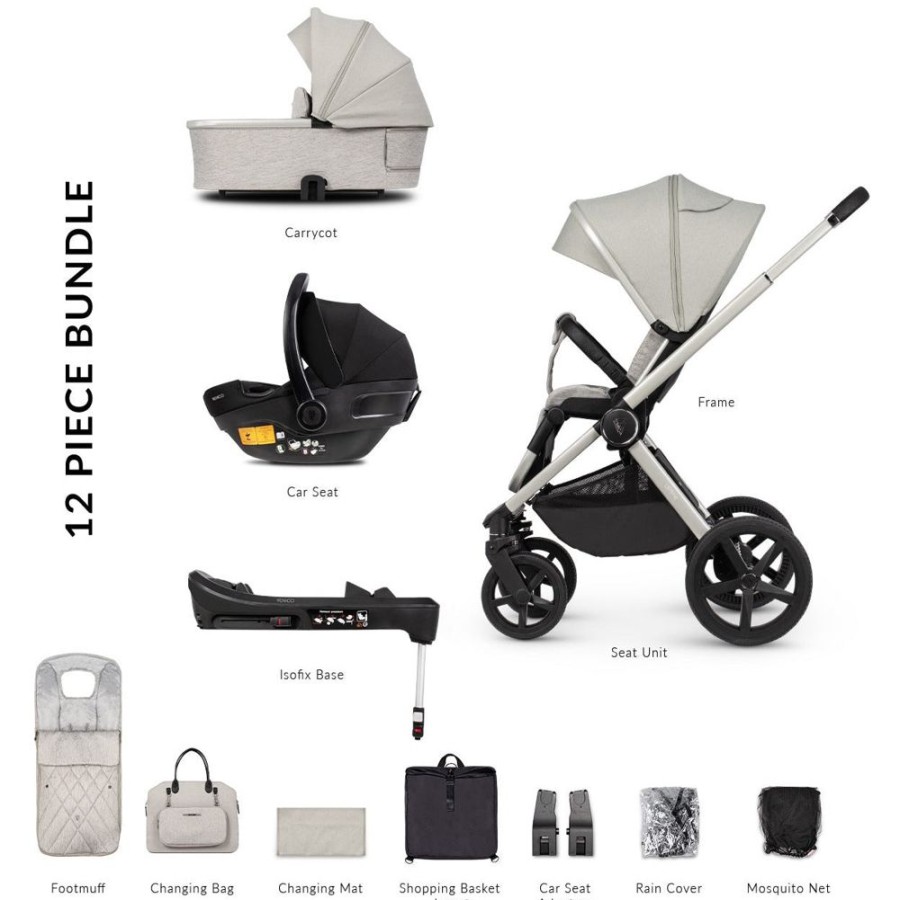 Prams & Pushchairs Venicci | Venicci Upline 3-In-1 Travel System Bundle - Moonstone