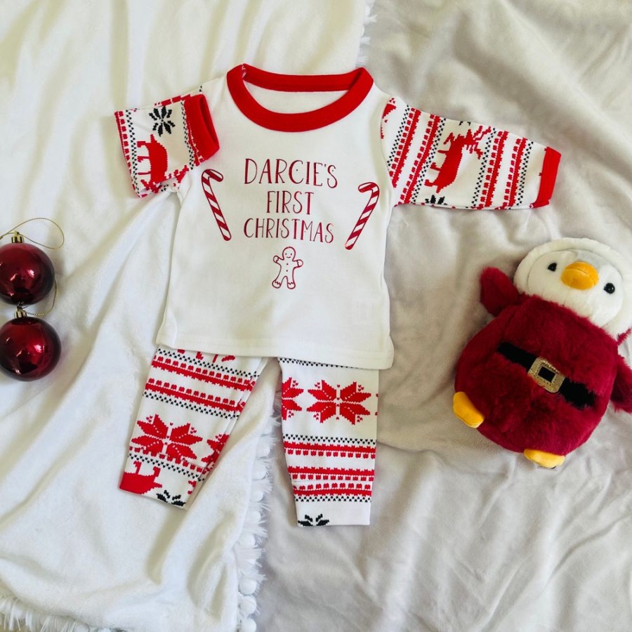 Personalised Millie & Ralph | Personalised Reindeer Fairisle 'First Christmas' Pj'S Lounge Set