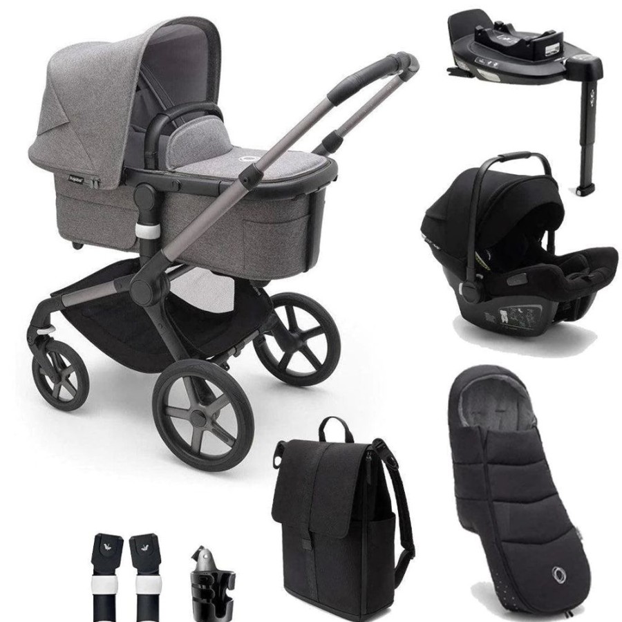 Prams & Pushchairs Bugaboo | Bugaboo Fox 5 Ultimate Travel System Bundle With Turtle Air - Grey Mel