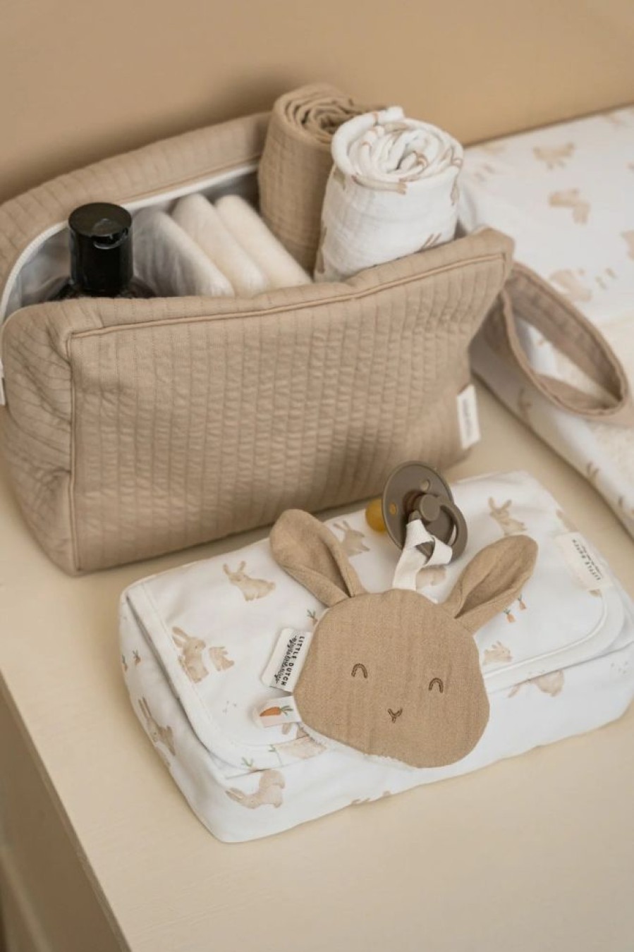 Nursery & Home Little Dutch Baby Playtime | Little Dutch Pacifier Muslin Cloth - Bunny Beige