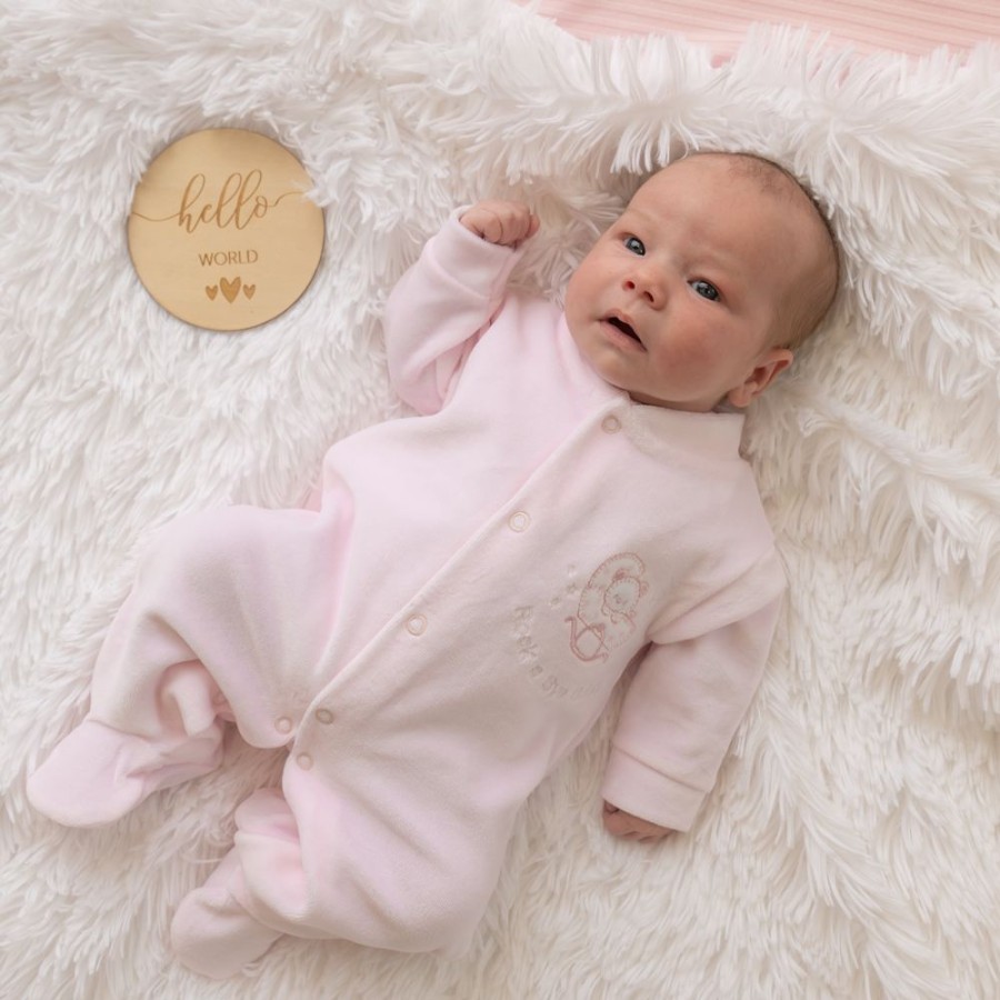 Clothing Dandelion Sleepsuits | Pink 'Rock-A-Bye Baby' Velour Sleepsuit