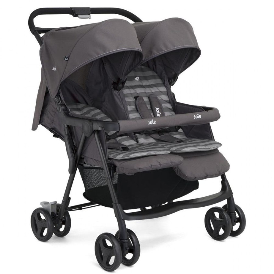 Prams & Pushchairs Joie | Joie Aire Twin Stroller Bundle With Footmuff & Raincover - Dark Pewter