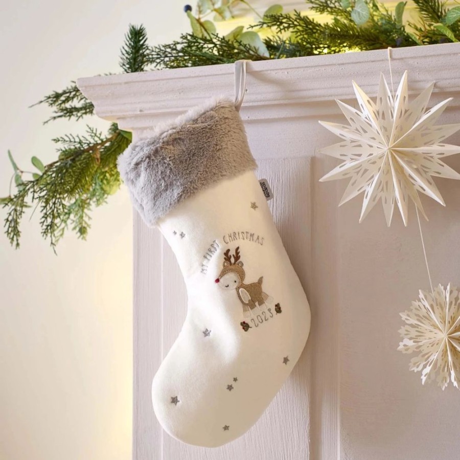 Nursery & Home Millie & Ralph Gifts | Mamas & Papas Baby First Christmas Stocking - White