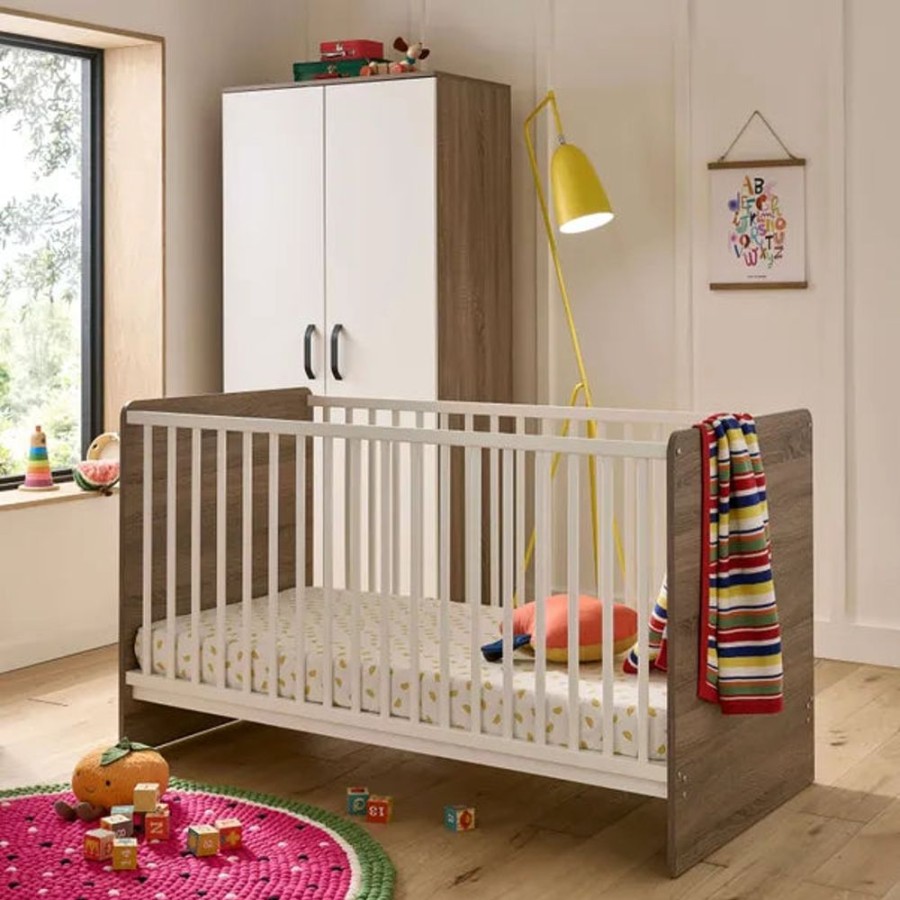 Nursery & Home CuddleCo Cots & Cotbeds | Cuddleco Enzo Cot Bed - Truffle Oak & White