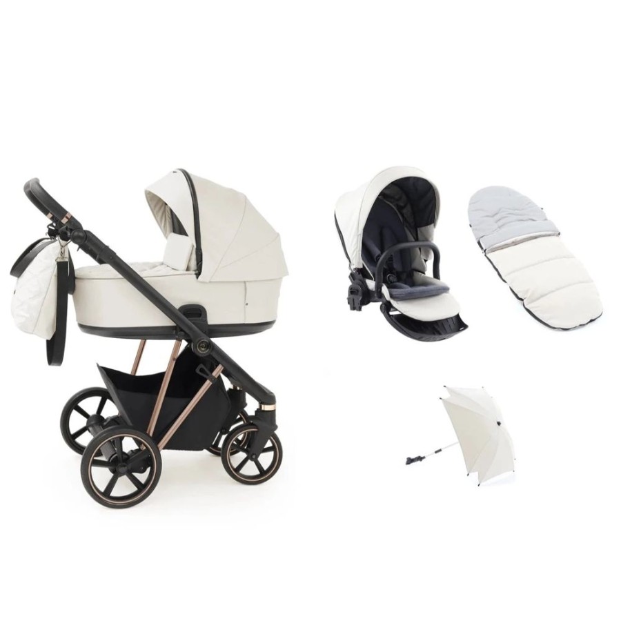 Prams & Pushchairs BabyStyle | Babystyle Prestige Vogue Bundle - Ivory With Copper Chassis & Black Ha