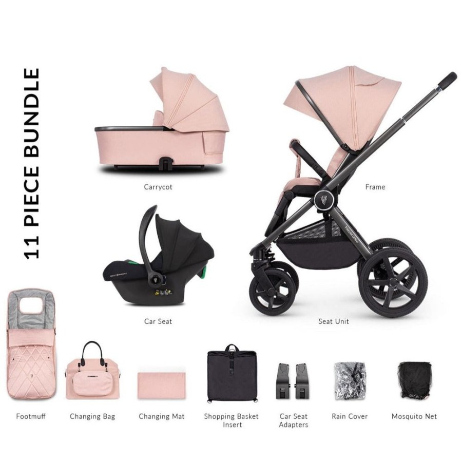 Prams & Pushchairs Venicci | Venicci Upline 2-In-1 Pram Package - Misty Rose