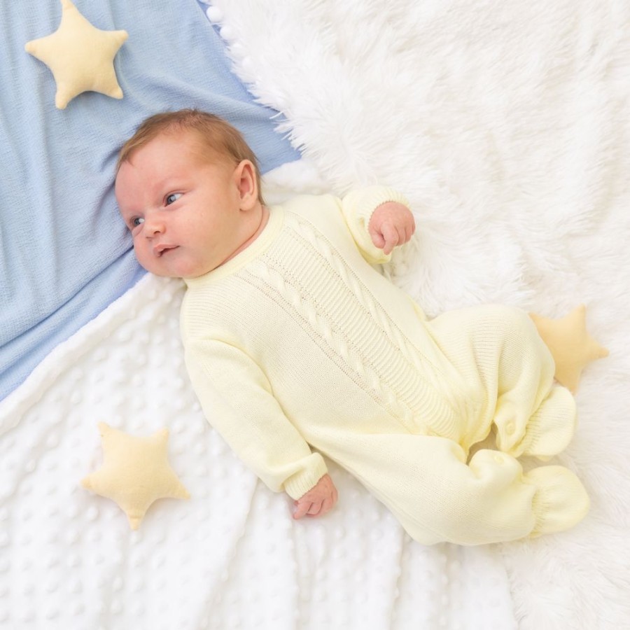 Clothing Dandelion Knitwear | Lemon Cable Knitted | Unisex Onesie | Millie & Ralph