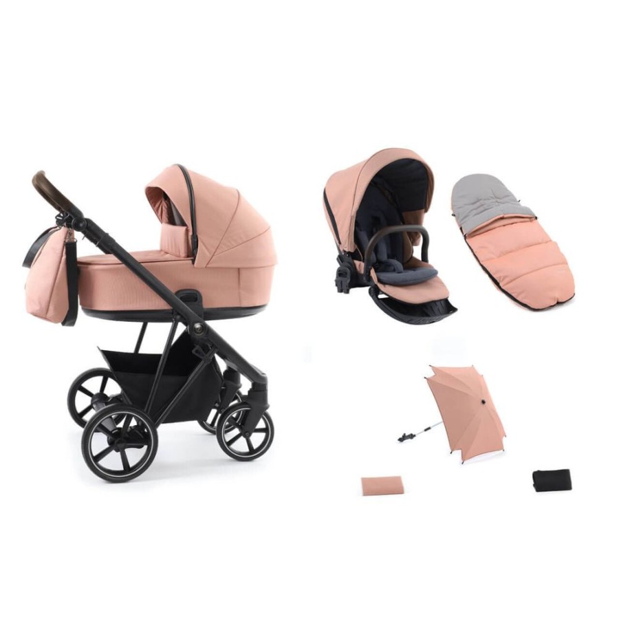 Prams & Pushchairs BabyStyle | Babystyle Prestige Vogue 8 Piece Bundle - Coral With Black Chassis & B