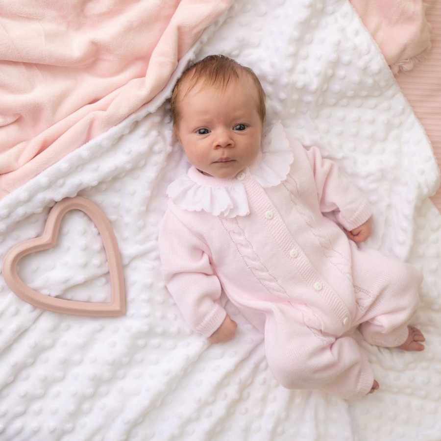 Clothing Millie & Ralph Outfits | Velour Sleepsuit | Pink Bow Smocked | Millie & Ralph