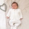 Clothing Dandelion Knitwear | Knitted Baby Pom Pom Outfit In White | Millie & Ralph