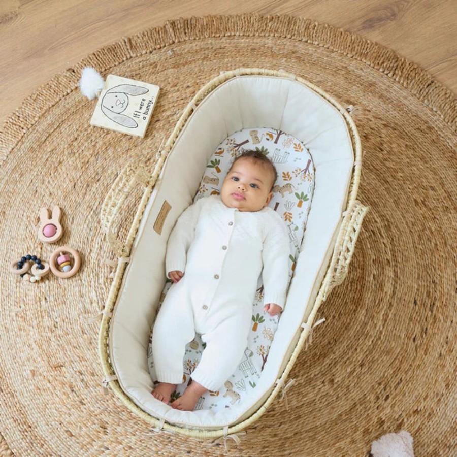 Nursery & Home Clair De Lune Nursery Decor | Clair De Lune Savannah Palm Moses Basket & Stand - Sandshell