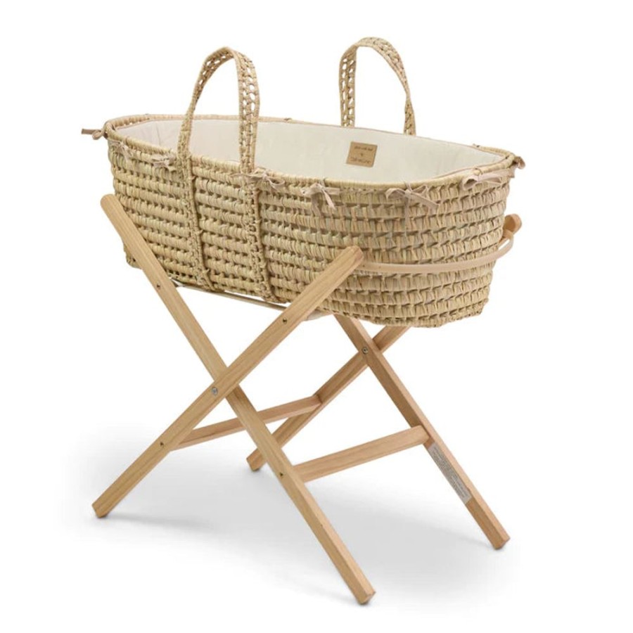 Nursery & Home Clair De Lune Nursery Decor | Clair De Lune Savannah Palm Moses Basket & Stand - Sandshell