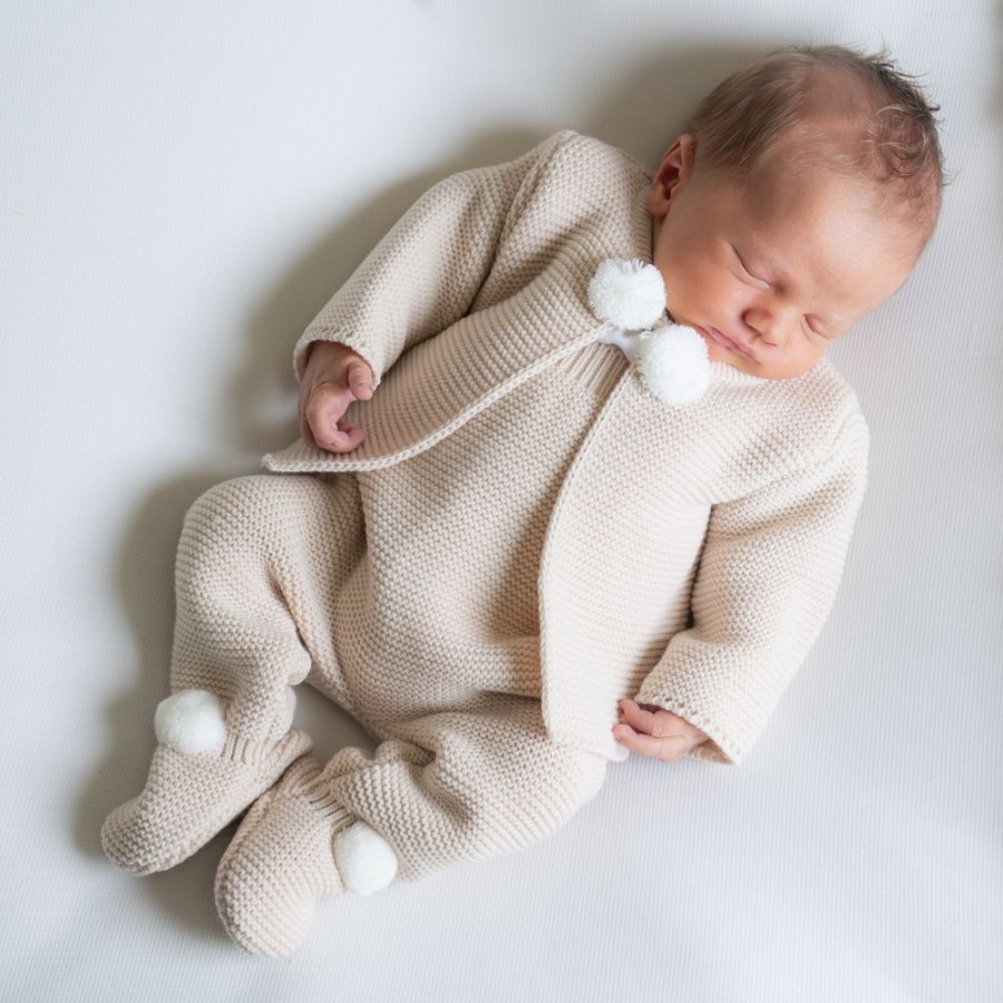 Clothing Dandelion Knitwear | Taupe Knitted Pom 2 Piece Outfit