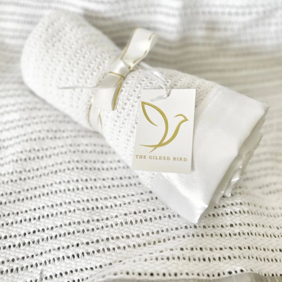 Nursery & Home Millie & Ralph Bedding & Sleepwear | Gilded Bird Classic British Cellular Blanket - White Trim