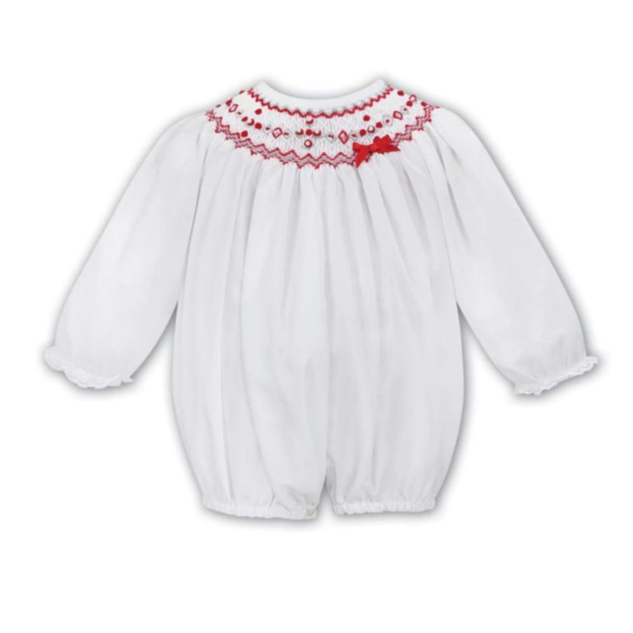 Clothing Sarah Louise Rompers | White Red Long Sleeve Bubble Romper