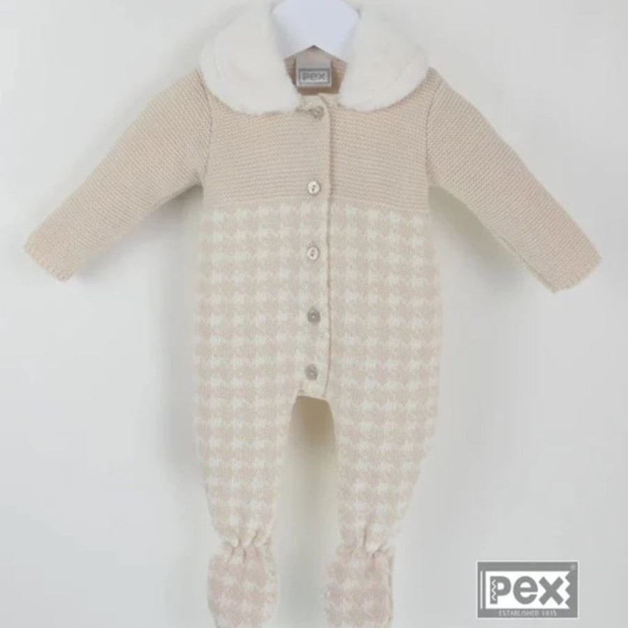 Clothing Pex Outfits | Robyn' Beige Knitted Faux Fur Collar All In One