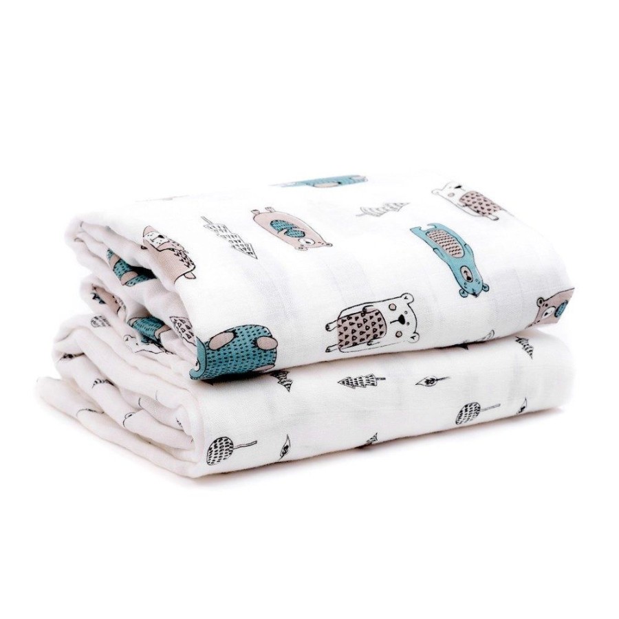 Nursery & Home Millie & Ralph Gifts | Bamboo Xl Muslin Cloths 2 Pack - Woodland Stories