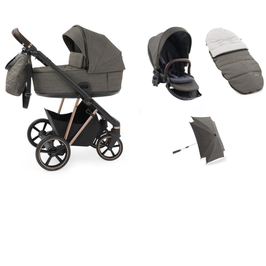 Prams & Pushchairs BabyStyle | Babystyle Prestige Vogue Bundle - Mountain Grey With Copper Chassis &