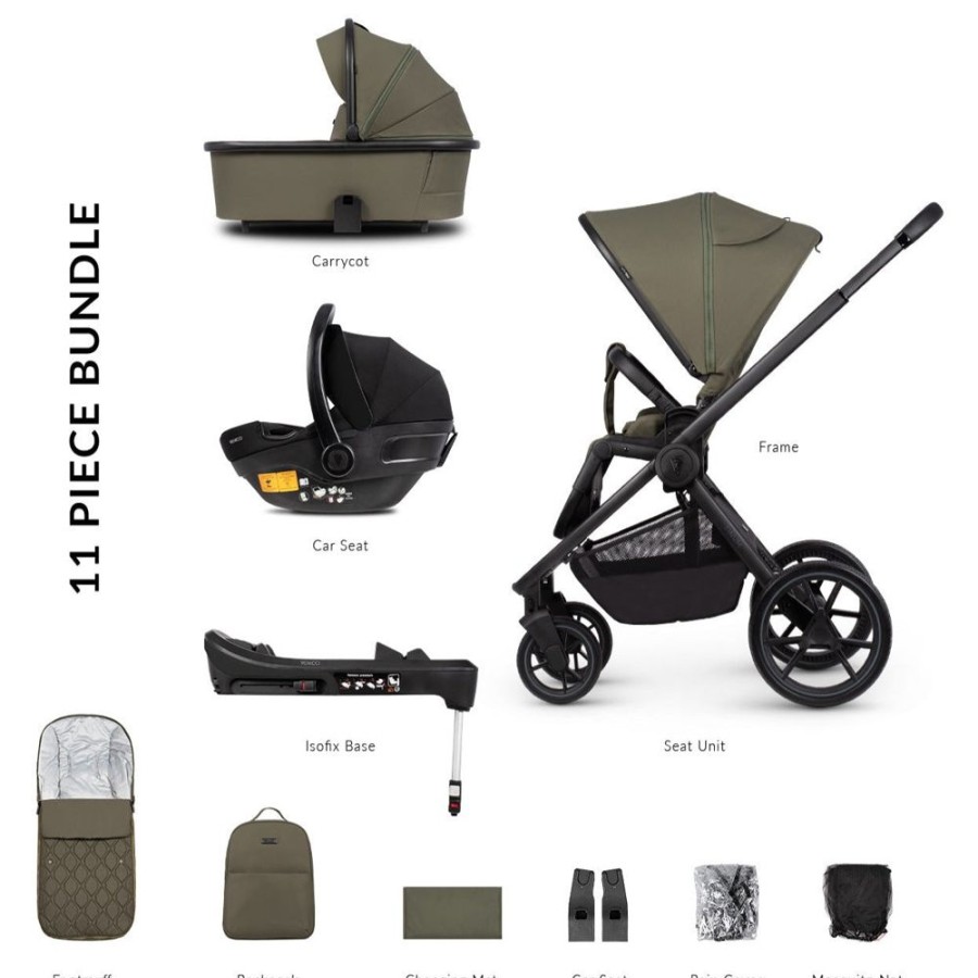 Prams & Pushchairs Venicci | Venicci Tinum Edge 3 In 1 Travel System Bundle Plus Isofix Base - Moss