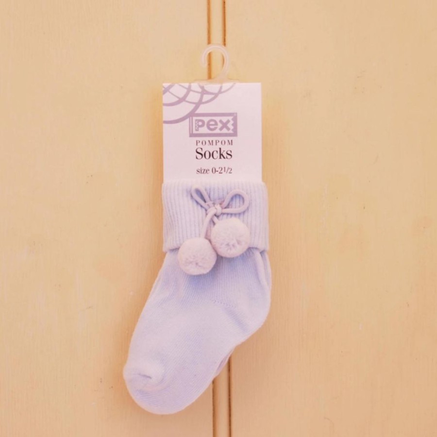 Clothing Pex Socks | Blue Turnover Pom Ankle Socks