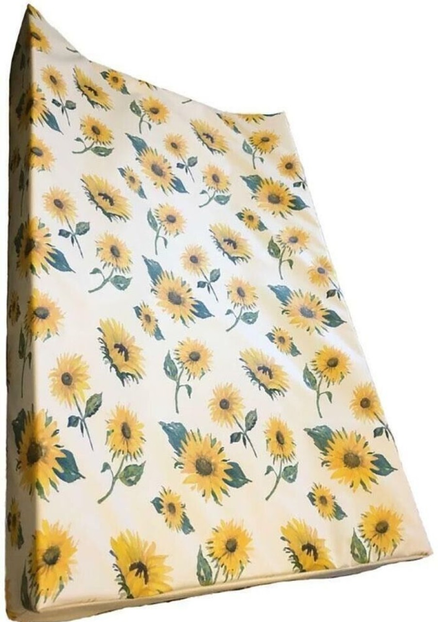 Nursery & Home Millie & Ralph Changing Mats | Gilded Bird Wedge Changing Mat - Sunflowers Yellow & White