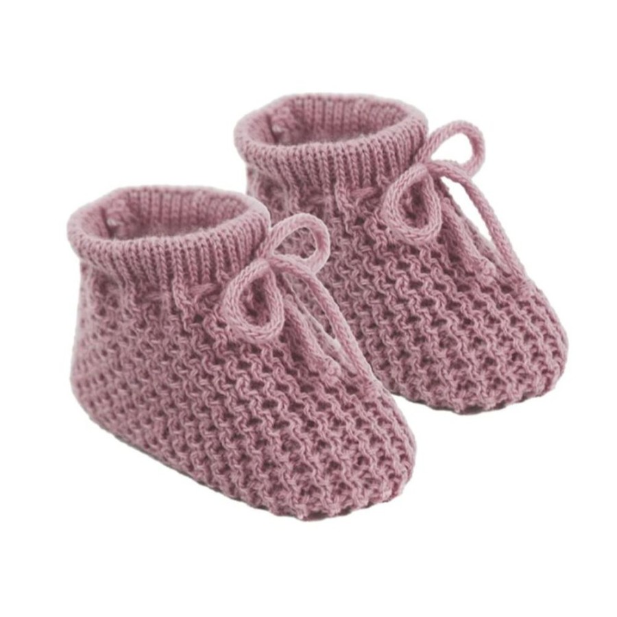 Clothing Millie & Ralph Shoes & Booties | Dusky Pink Knit Bow Booties