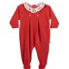 Clothing Millie & Ralph Sleepsuits | Red Snowflake Frill Collar All In One