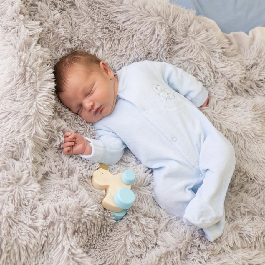 Clothing Dandelion Premature | Blue 'Rock-A-Bye Baby' Velour Sleepsuit