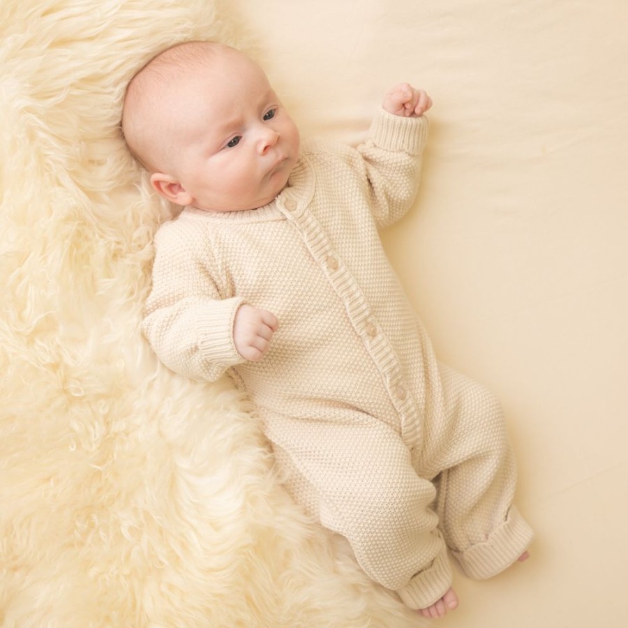 Clothing Dandelion Outfits | Taupe Scallop Edge Knitted Onesie