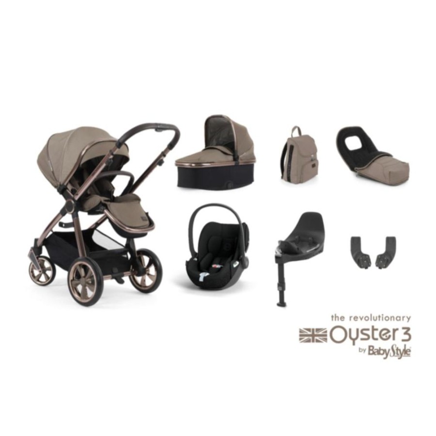 Prams & Pushchairs BabyStyle | Oyster 3 Luxury 7 Pc Travel System Bundle With Cloud T Car Seat - Mink