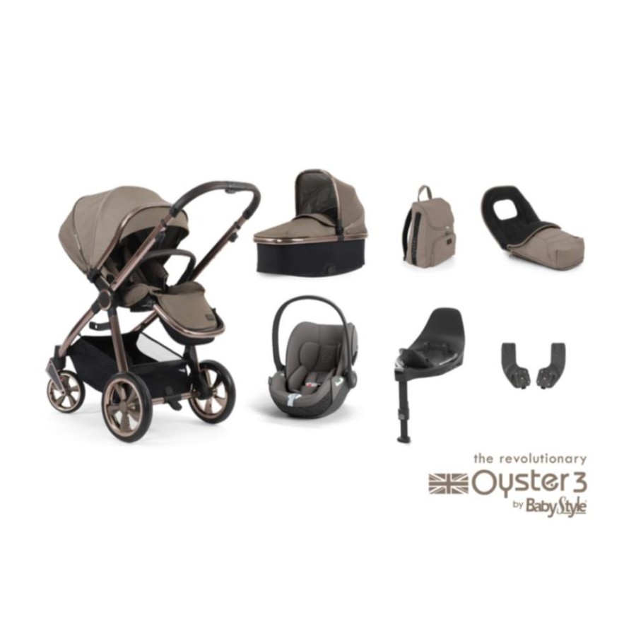 Prams & Pushchairs BabyStyle | Oyster 3 Luxury 7 Pc Travel System Bundle With Cloud T Car Seat - Mink