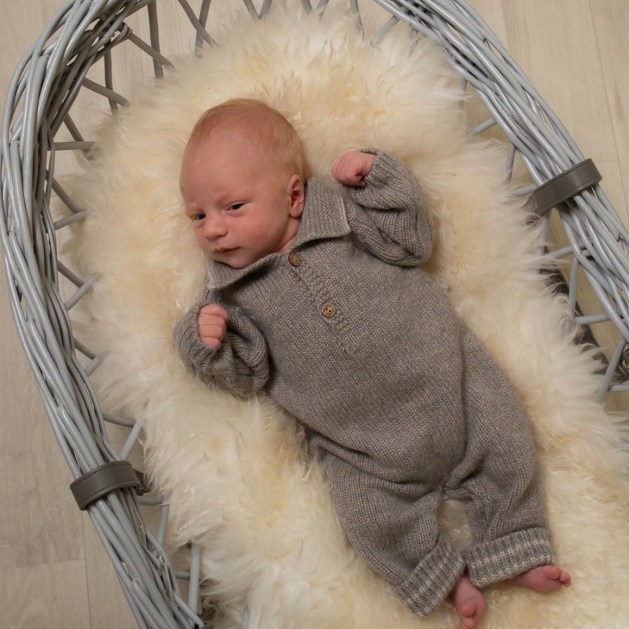 Clothing Millie & Ralph Sleepsuits | Boys Wool Knit Polo All In One