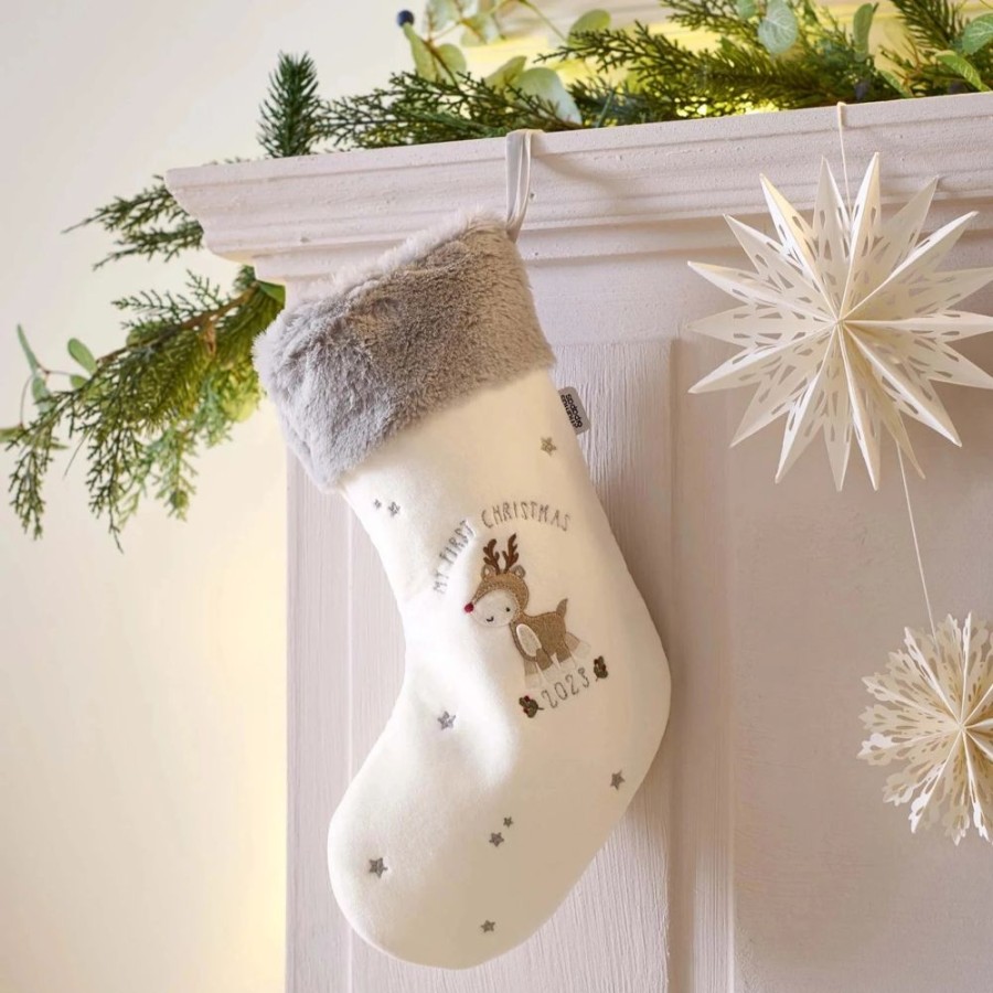 Nursery & Home Millie & Ralph Soft Toys | Mamas & Papas Baby First Christmas Stocking - White