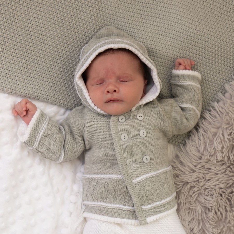 Clothing Dandelion Jackets, Coats & Pramsuits | Grey & White Knitted Jacket