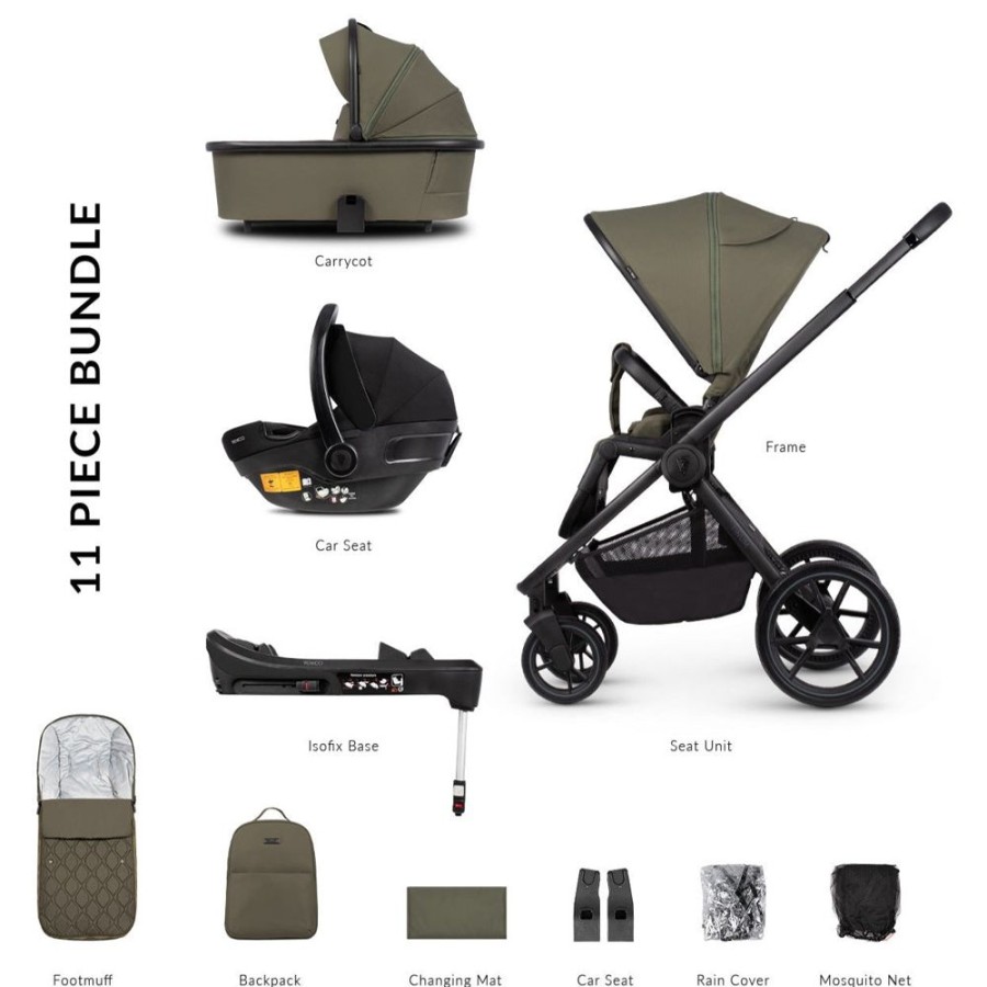 Prams & Pushchairs Venicci | Venicci Tinum Edge 3 In 1 Travel System Bundle Plus Isofix Base - Moss