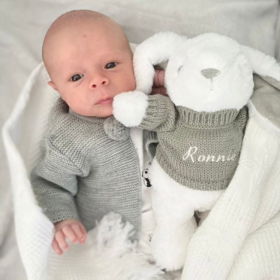 Personalised Millie & Ralph | White Bunny With Personalised Embroidered Jumper