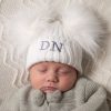 Clothing Millie & Ralph Hats | Personalised Initials White Double Pom Hat