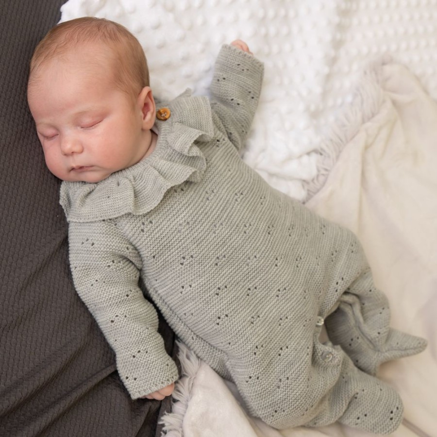 Clothing Millie & Ralph Outfits | Millie & Ralph Grey Frill Pointelle Onesie