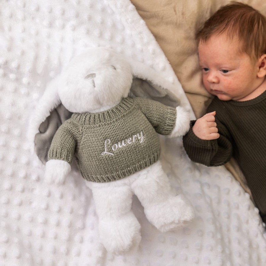 Nursery & Home Millie & Ralph Soft Toys | White Bunny With Personalised Embroidered Jumper