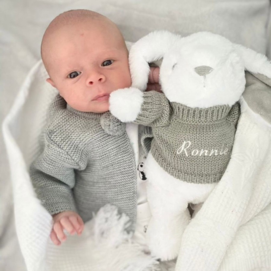 Nursery & Home Millie & Ralph Soft Toys | White Bunny With Personalised Embroidered Jumper