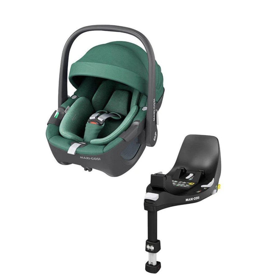 Prams & Pushchairs Millie & Ralph | Maxi-Cosi Pebble 360 Car Seat + Familyfix 360 Base - Essential Green